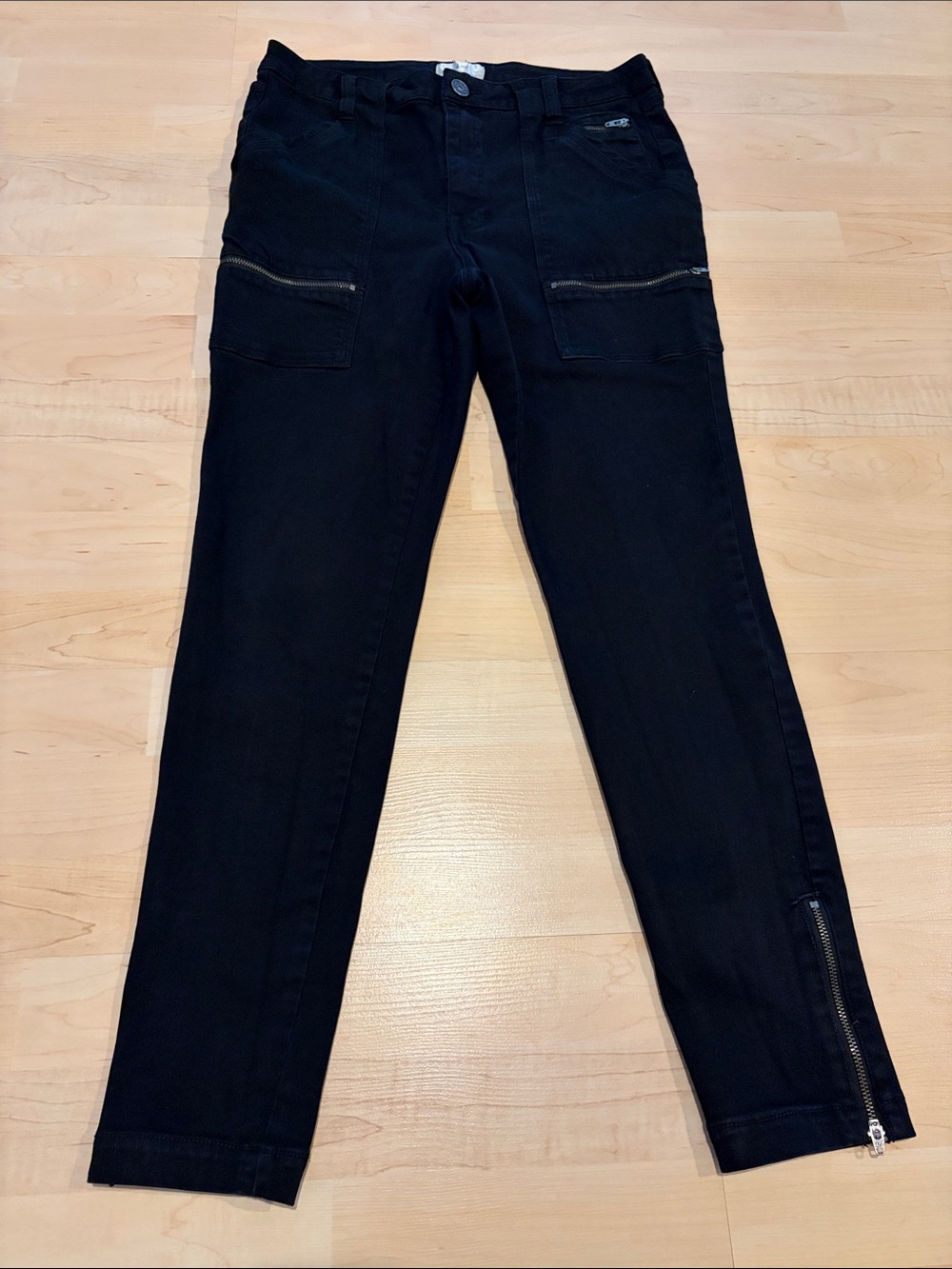 Joie Black Cargo Utility Pants Size 10 / 30 Zip Pocket Skinny Pants